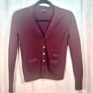J. Crew XS Burgundy Merino Wool Cardigan